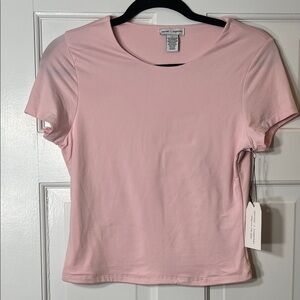 NEW Better/Together Women's Light Pink Cropped T-Shirt, Fitted, Stretch, Size L